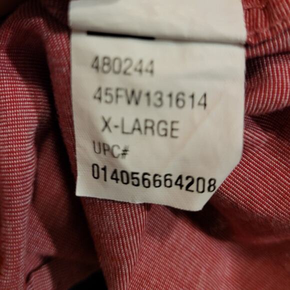 Izod Red Chambray Button Down Shirt XL Cotton Classic Preppy Check Collar Logo - Picture 10 of 10